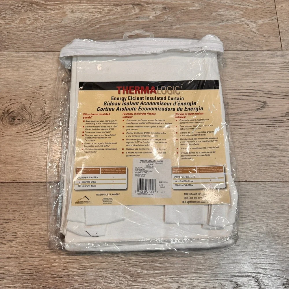 Thermal‎ Logic Weather Mate Energy Efficient Curtain Tab Panel Pairs White 80x54